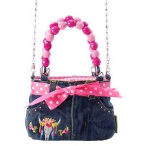 Steer Head Denim Bootie Bag with Bow..  Oh s…